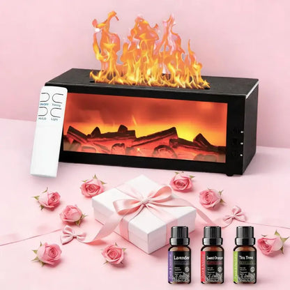3D Realistic Flame Fireplace Aroma Diffuser & Humidifier