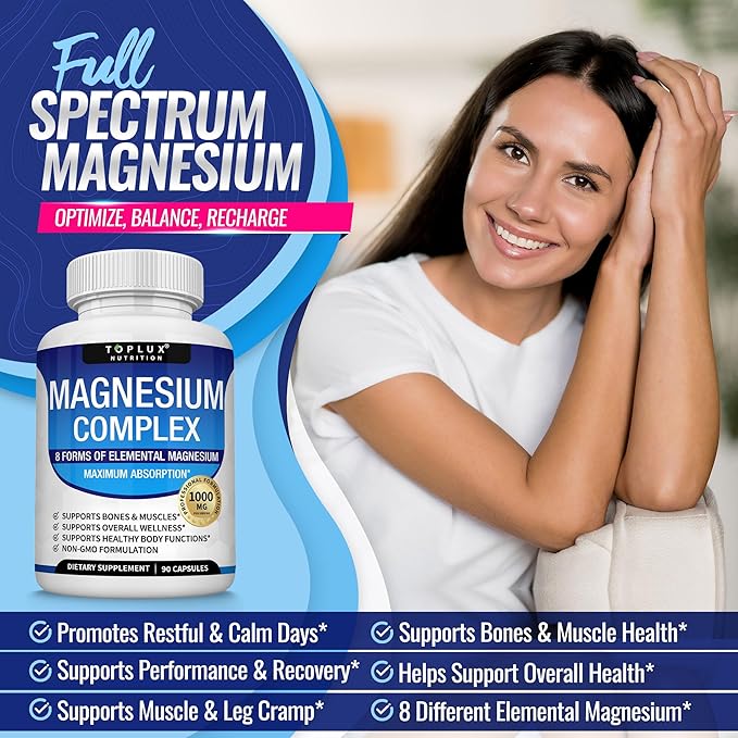 Advanced 8-in-1 Complete Magnesium Complex – 1000mg Full Spectrum Formula