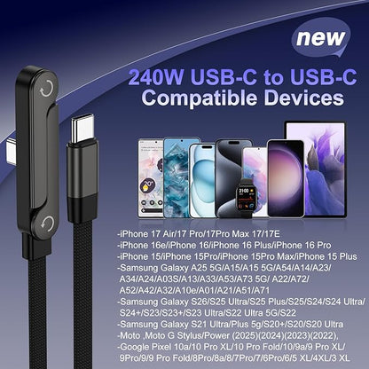 240W Ultra-Fast Charging Cable with Integrated Invisible Phone Stand
