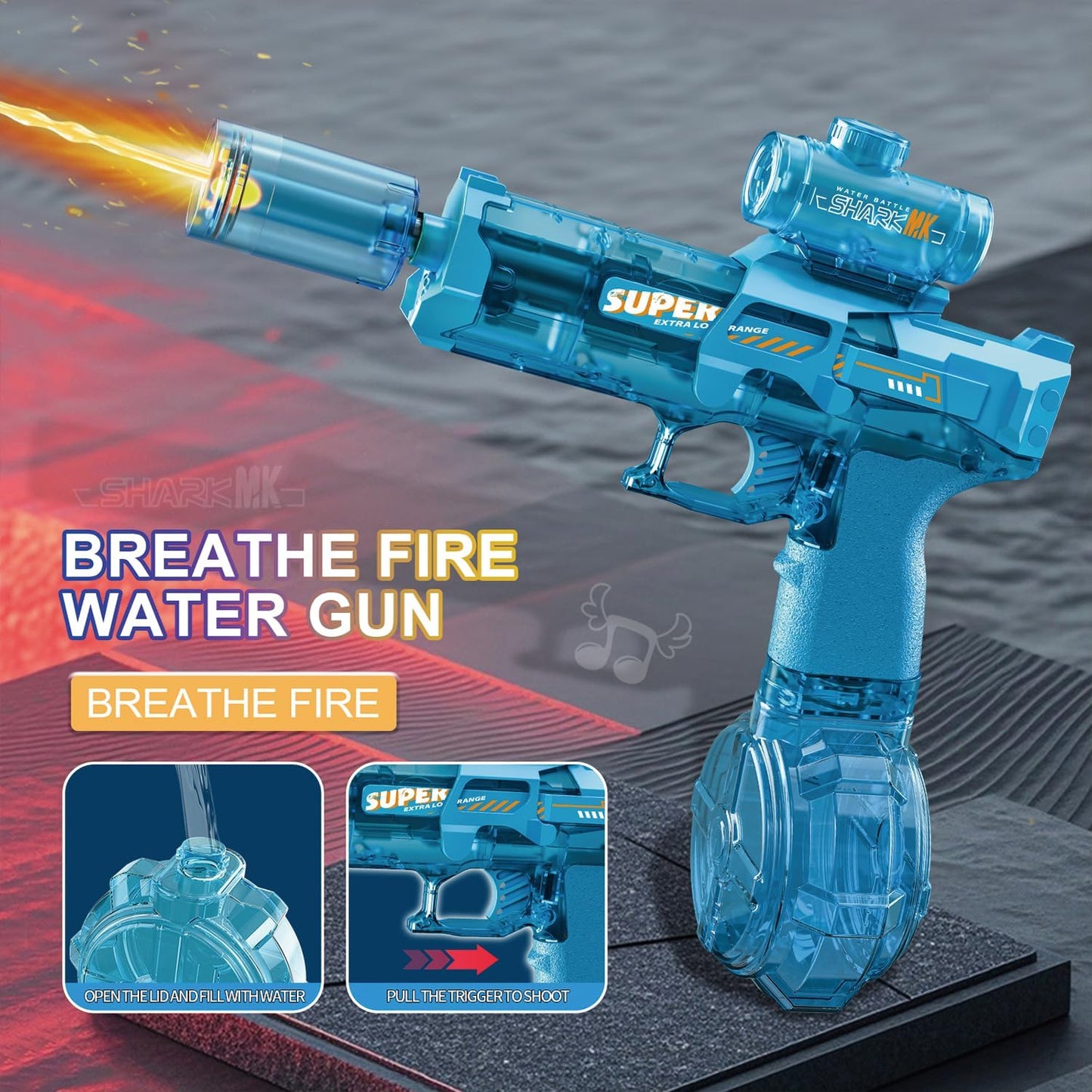 Ultimate Battle Water Gun Powerful Electric Water Gun, Water Blaster Automatic Squirt Gun with Glowing Muzzle