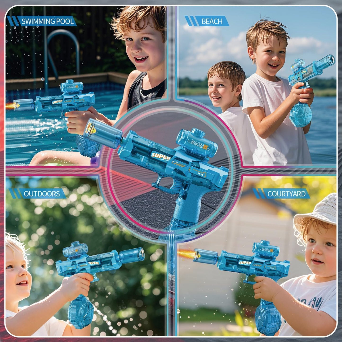Ultimate Battle Water Gun Powerful Electric Water Gun, Water Blaster Automatic Squirt Gun with Glowing Muzzle