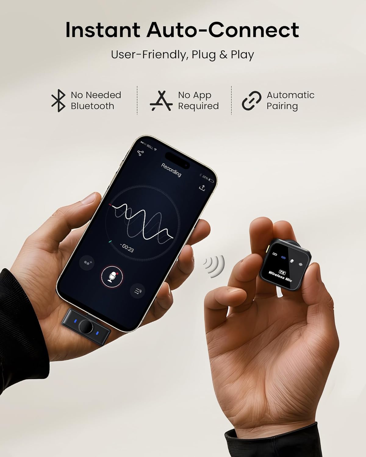 Wireless Lavalier Microphone-On Lapel Mic for Youtube, Video Recording, Vlog, Live Streaming