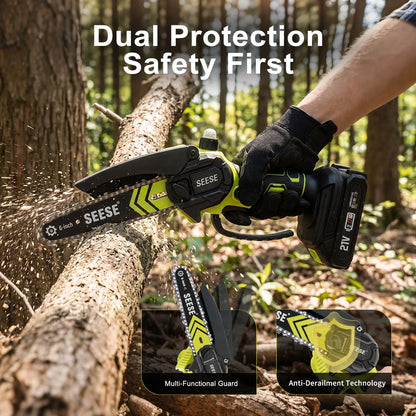 6-Inch Cordless Power Mini Chainsaw with 2000mAh Massive Battery