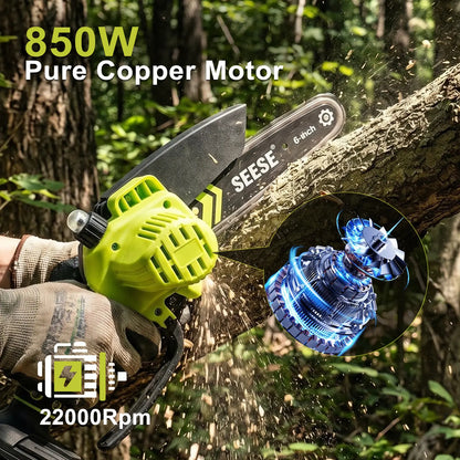 6-Inch Cordless Power Mini Chainsaw with 2000mAh Massive Battery
