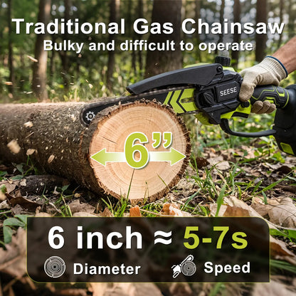 6-Inch Cordless Power Mini Chainsaw with 2000mAh Massive Battery