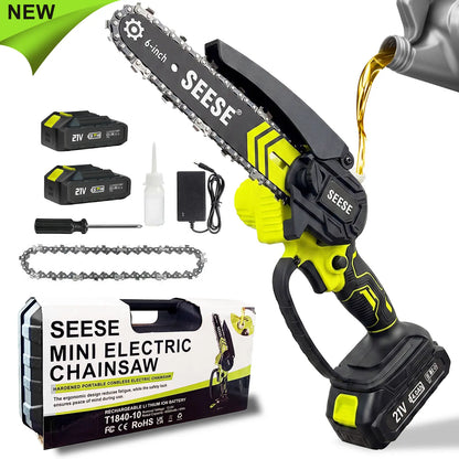 6-Inch Cordless Power Mini Chainsaw with 2000mAh Massive Battery