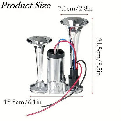 Ultimate 130DB 4-Trumpet Air Horn Kit with 12V Compressor