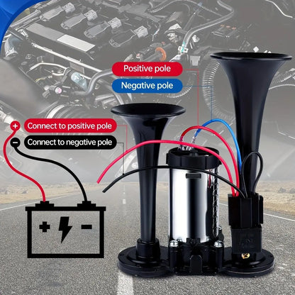 Ultimate 130DB 4-Trumpet Air Horn Kit with 12V Compressor
