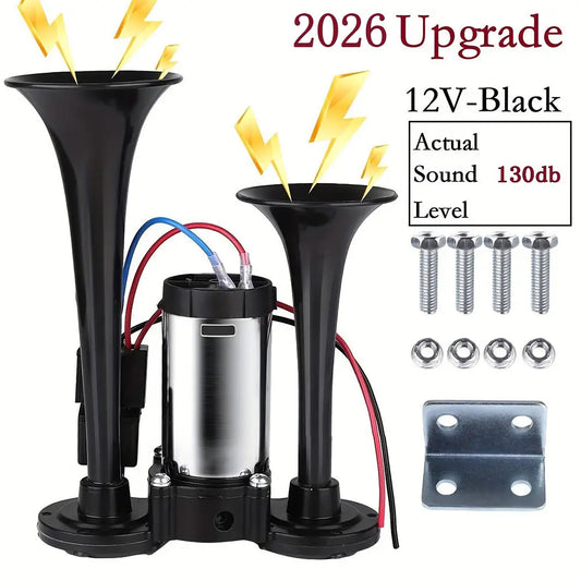 Ultimate 130DB 4-Trumpet Air Horn Kit with 12V Compressor