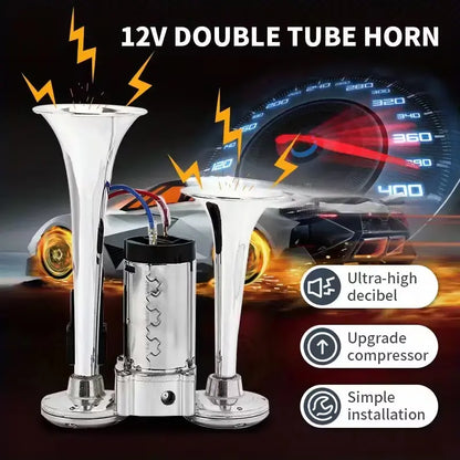 Ultimate 130DB 4-Trumpet Air Horn Kit with 12V Compressor