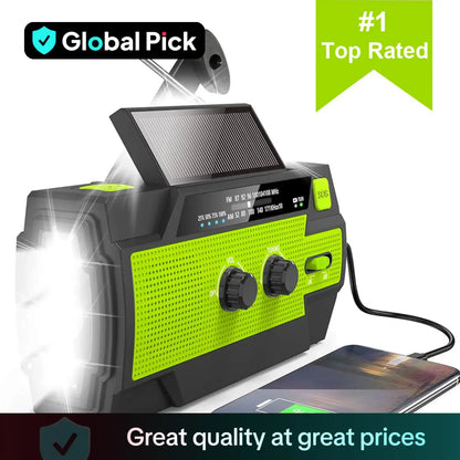 4000mAh Solar Emergency Weather Radio with LED Flashlight & Reading Lamp