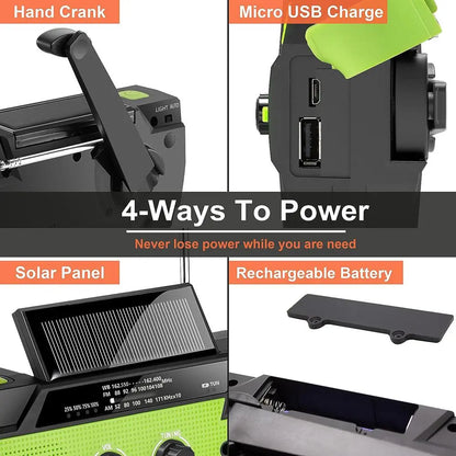 4000mAh Solar Emergency Weather Radio with LED Flashlight & Reading Lamp