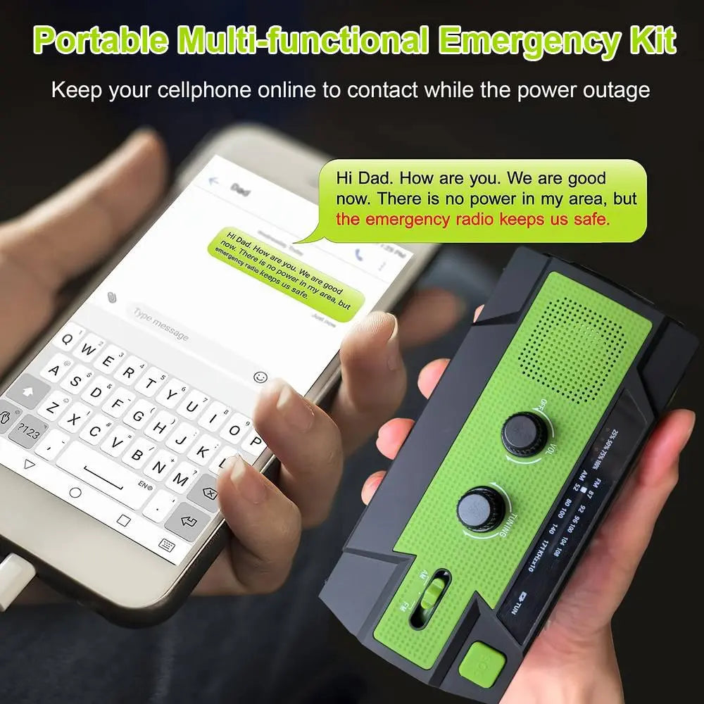 4000mAh Solar Emergency Weather Radio with LED Flashlight & Reading Lamp