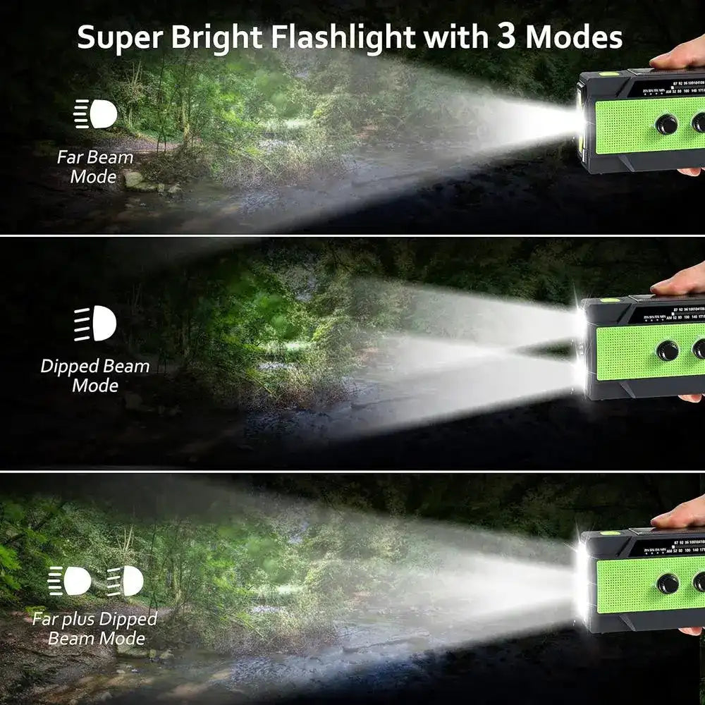 4000mAh Solar Emergency Weather Radio with LED Flashlight & Reading Lamp