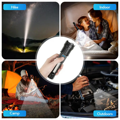 Super Bright Rechargeable LED Tactical Flashlight with Adjustable Zoom