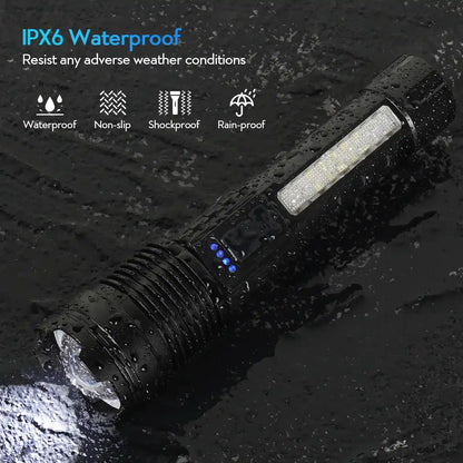 Super Bright Rechargeable LED Tactical Flashlight with Adjustable Zoom