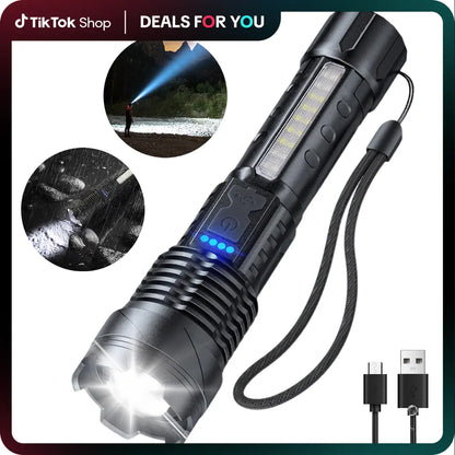 Super Bright Rechargeable LED Tactical Flashlight with Adjustable Zoom