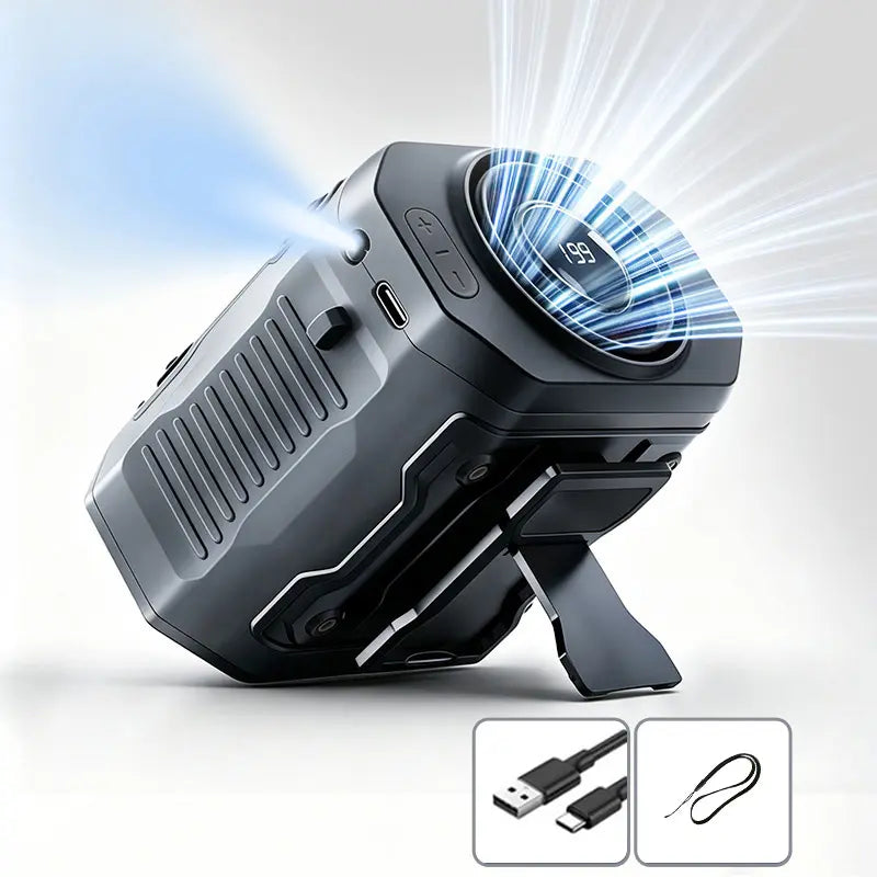 199-Speed Adjustable Turbo Wind Portable Handheld Fan with Waist Clip