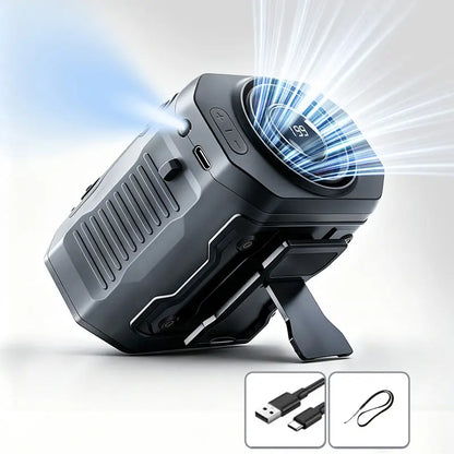 199-Speed Adjustable Turbo Wind Portable Handheld Fan with Waist Clip