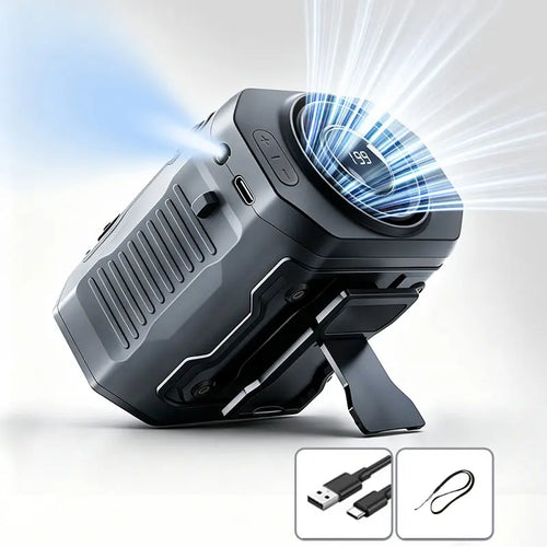 199-Speed Adjustable Turbo Wind Portable Handheld Fan with Waist Clip