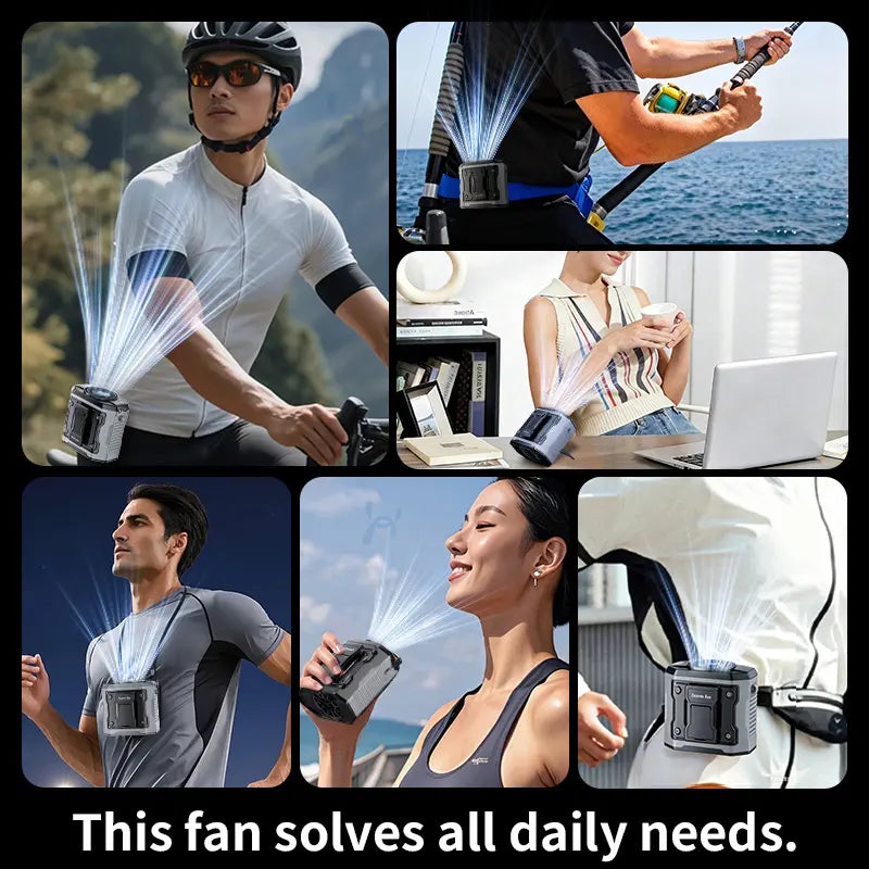 199-Speed Adjustable Turbo Wind Portable Handheld Fan with Waist Clip