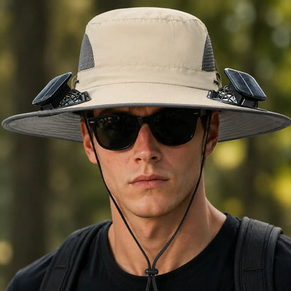 New Solar-Powered Outdoor Cooling Fan Hat