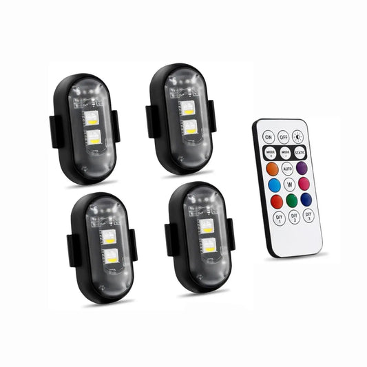(8 Pcs) RGB Led Aircraft Strobe Light Remote Wireless Motorcycle Flash Light Warning Lights for   Bike Car Multifunctional