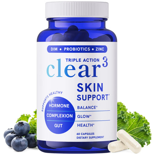 Clear Skin Acne Supplement with Zinc, DIM & Probiotics