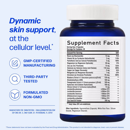 Clear Skin Acne Supplement with Zinc, DIM & Probiotics