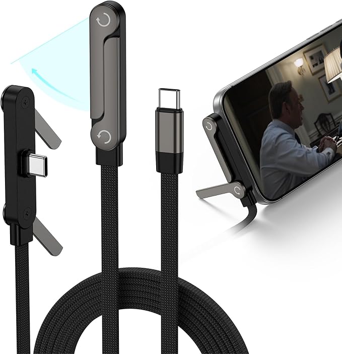 240W Ultra-Fast Charging Cable with Integrated Invisible Phone Stand