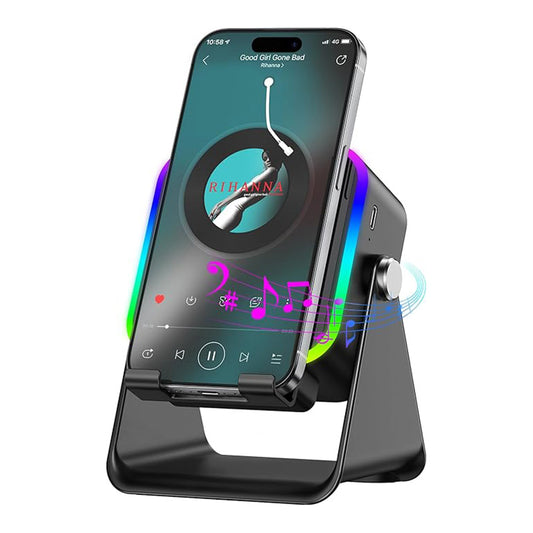 5-in-1 Smart Induction Speaker Stand with 3500mAh Power Bank & Ambient Light