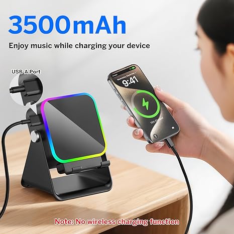 5-in-1 Smart Induction Speaker Stand with 3500mAh Power Bank & Ambient Light
