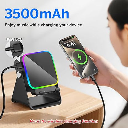 5-in-1 Smart Induction Speaker Stand with 3500mAh Power Bank & Ambient Light