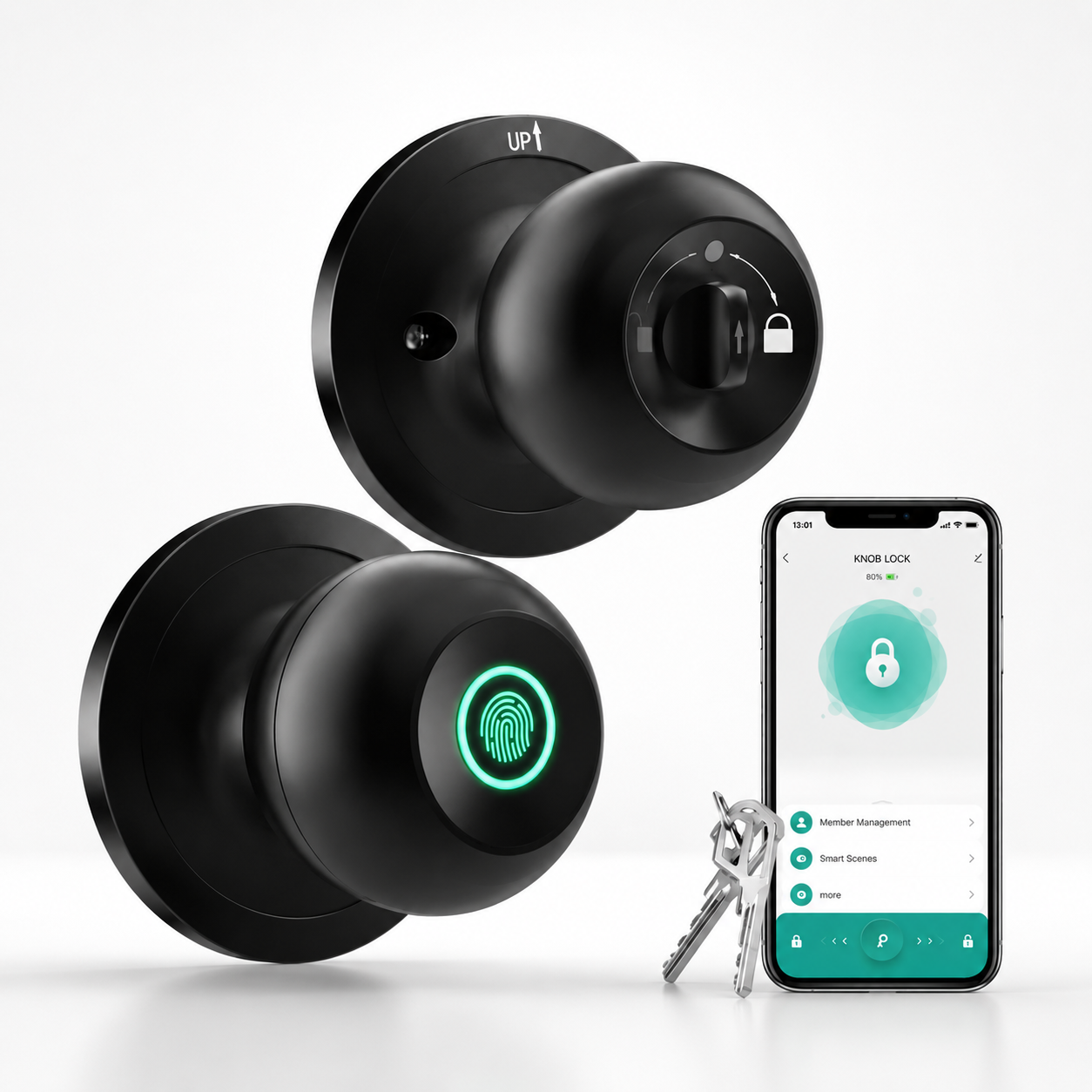 3-in-1 Keyless Entry Smart Fingerprint Door Knob with App Control