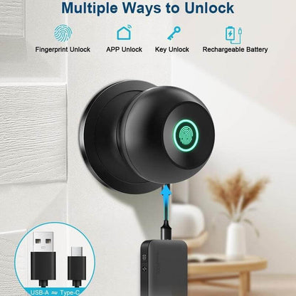 3-in-1 Keyless Entry Smart Fingerprint Door Knob with App Control