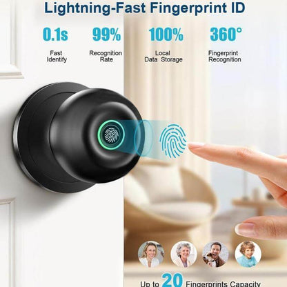 3-in-1 Keyless Entry Smart Fingerprint Door Knob with App Control