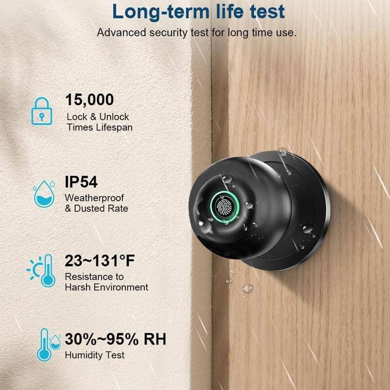 3-in-1 Keyless Entry Smart Fingerprint Door Knob with App Control
