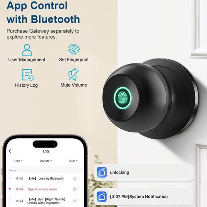 3-in-1 Keyless Entry Smart Fingerprint Door Knob with App Control