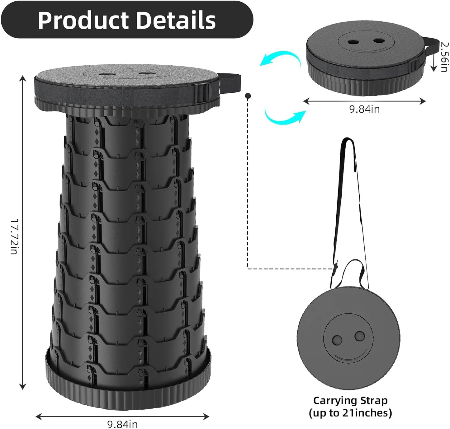 Upgraded Collapsible Stool Lightweight