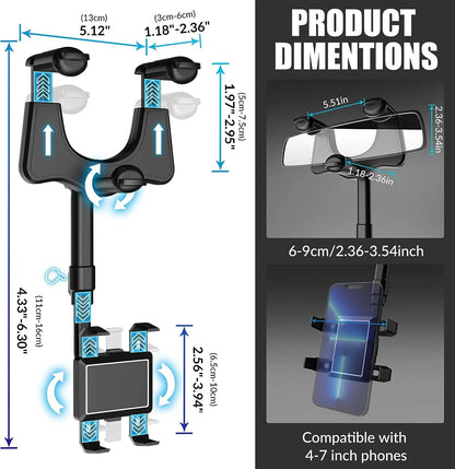 360 Degree Car Phone Holder Rearview Mirror