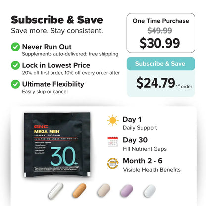 GNC Mega Men's 30+ Vitapak, 5-in-1, Multivitamin