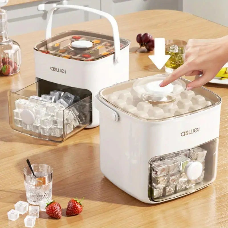 Handheld Ice Bucket, 48-Cell Ice Cube Tray, Ice Mold, Freezing Tool — Food-Grade, Large-Capacity, Home Press-Type Ice Cube Tray