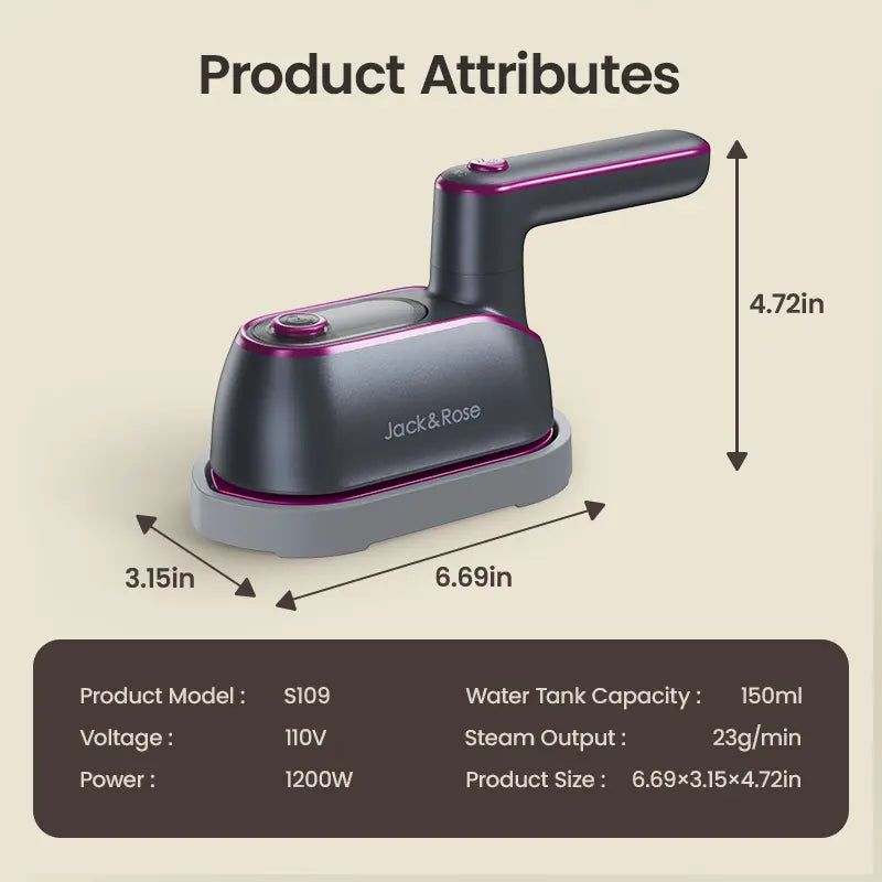 Jack&Rose 2-in-1 Steam Iron & Clothes Steamer