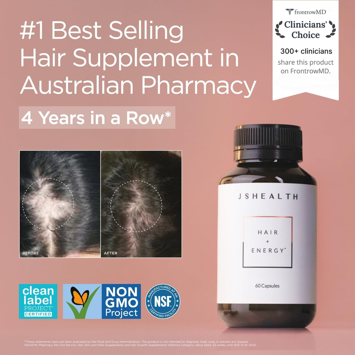 JSHealth Hair + Energy | Hair Vitamins Supplement for Daily Vitality