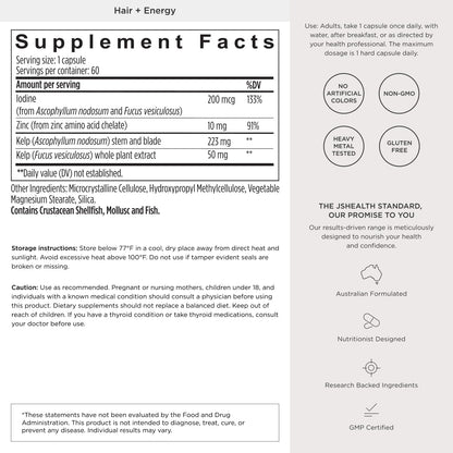 JSHealth Hair + Energy | Hair Vitamins Supplement for Daily Vitality