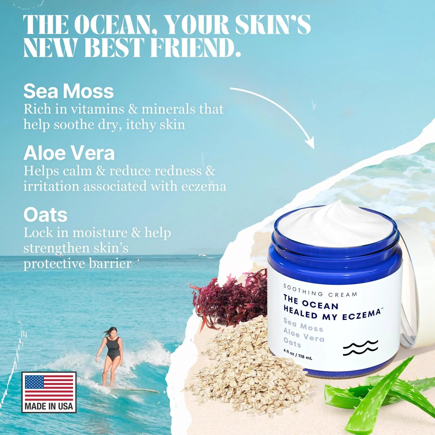 Therapeutic Eczema & Psoriasis Relief Cream with Sea Moss and Healing Oats