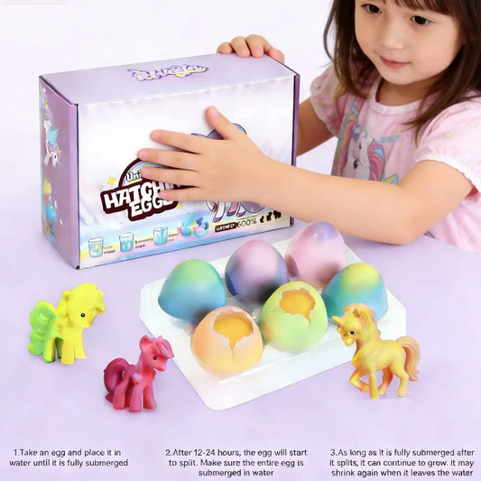 6 Pack Hatching Growing Unicorn Eggs Rainbow Colorful Eggs with 6 Unique Unicorns for Safe Fun & Magical Transformation