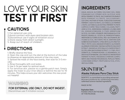 SKINTIFIC Alaska Volcano Pore Clay Stick Cleansing Blackhead Remover Face Mask Stick
