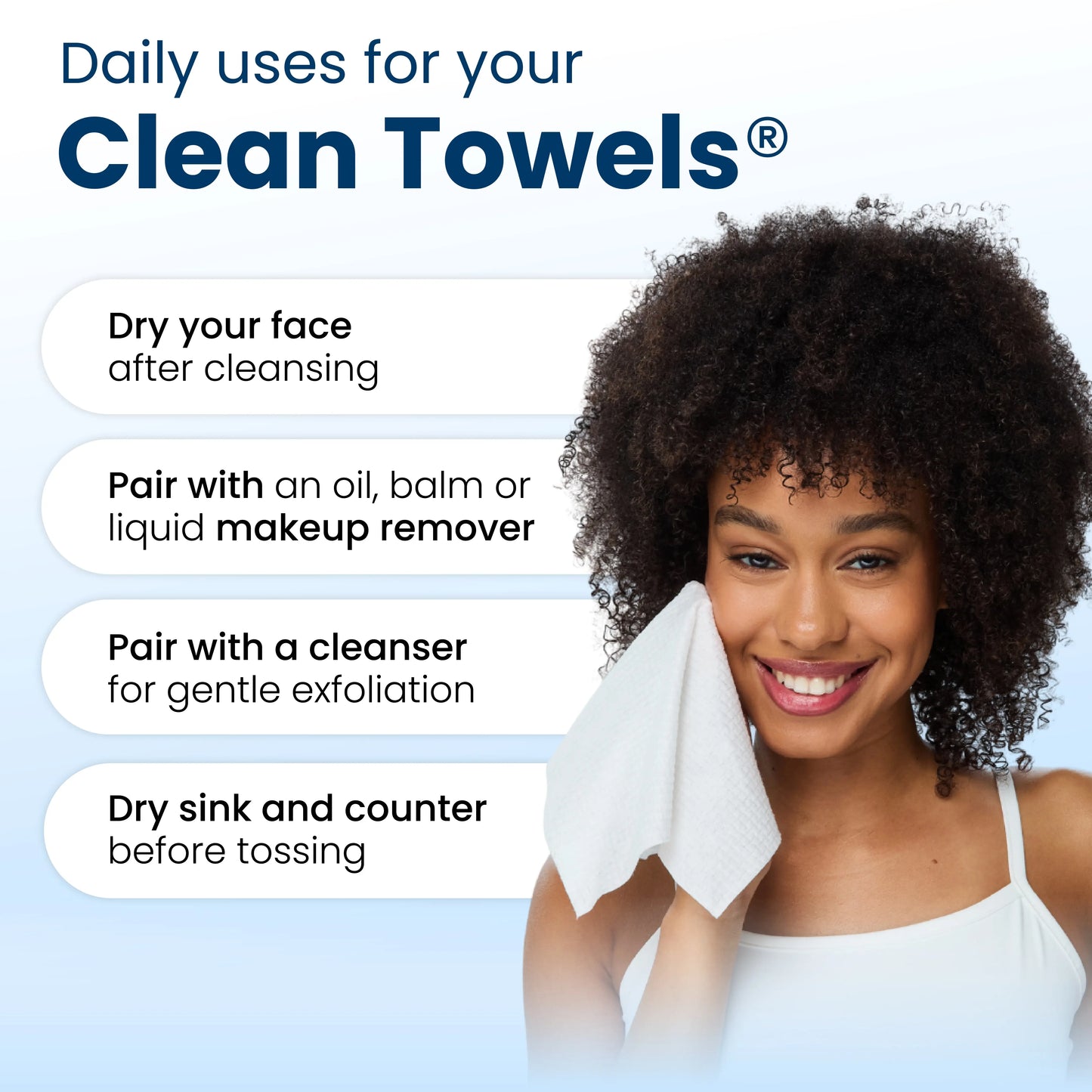 The World's 1st Bacteria-Free XL Face Towels