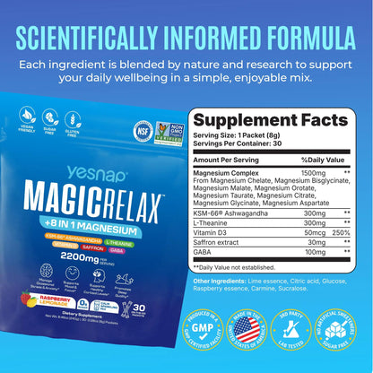 Yesnap MAGICRELAX Calming Sparking Mix with 8-in-1 Magnesium KSM-66